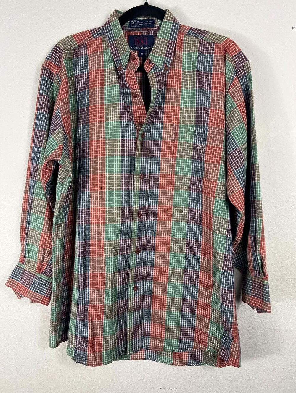 Lucchese 1883 Men's Patchwork Plaid Western Button Down Shirt Size Medium Cotton